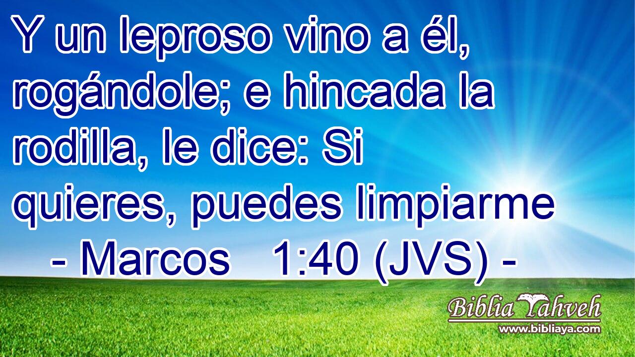 Y un leproso vino a él, rogándole; e hincada la rodilla, le dice: Si quieres, puedes limpiarme