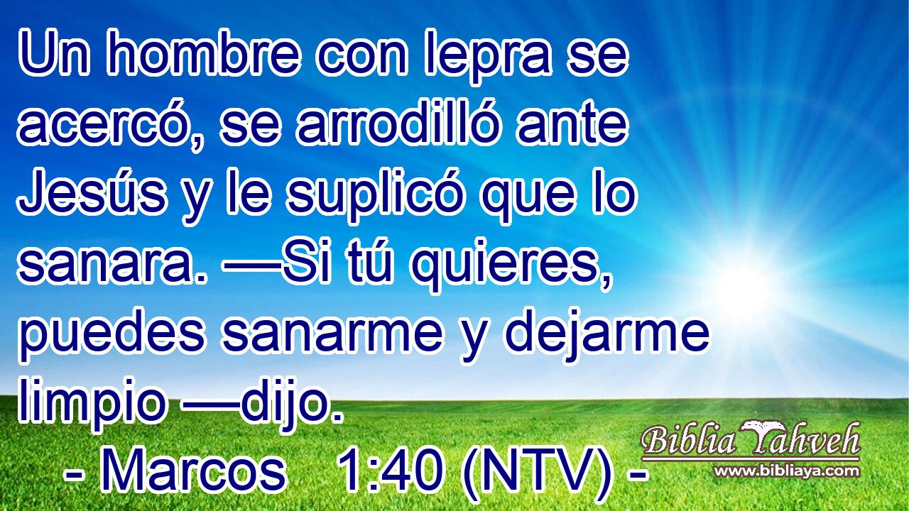 Un hombre con lepra se acercó, se arrodilló ante Jesús y le suplicó que lo sanara. —Si tú quieres, puedes sanarme y dejarme limpio —dijo.