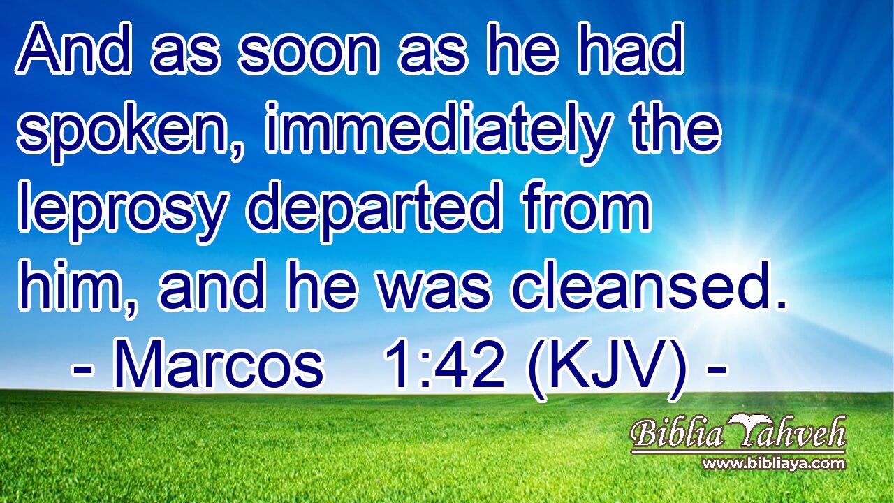 And as soon as he had spoken, immediately the leprosy departed from him, and he was cleansed.