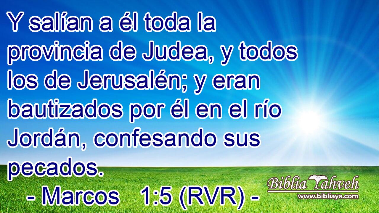 Y salían a él toda la provincia de Judea, y todos los de Jerusalén; y eran bautizados por él en el río Jordán, confesando sus pecados.