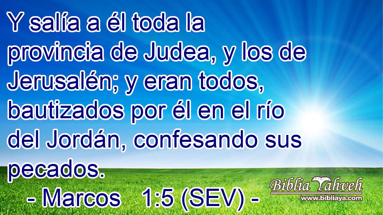 Y salía a él toda la provincia de Judea, y los de Jerusalén; y eran todos, bautizados por él en el río del Jordán, confesando sus pecados.