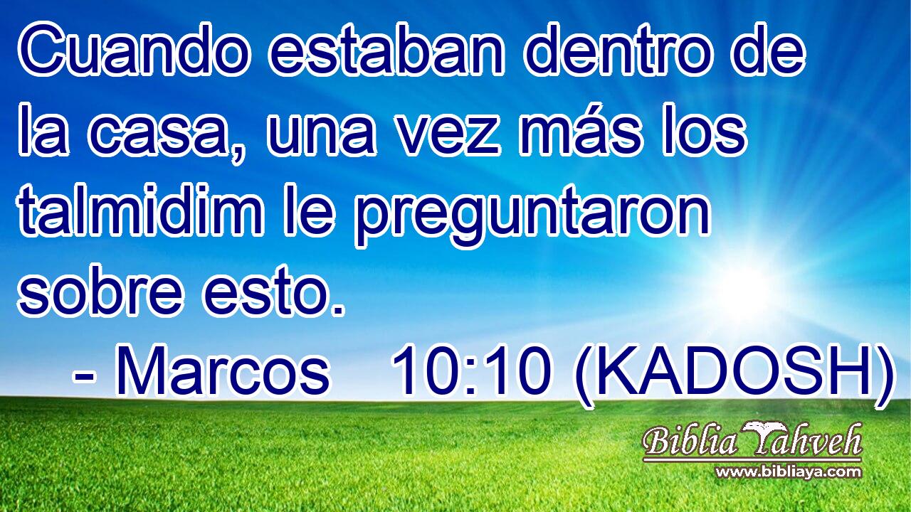  Cuando estaban dentro de la casa, una vez más los talmidim le preguntaron sobre esto. 