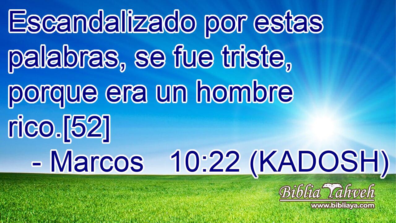  Escandalizado por estas palabras, se fue triste, porque era un hombre rico.[52] 