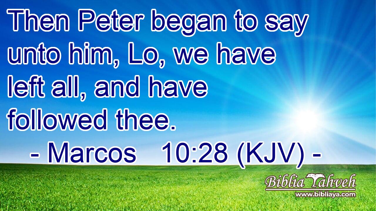 Then Peter began to say unto him, Lo, we have left all, and have followed thee.