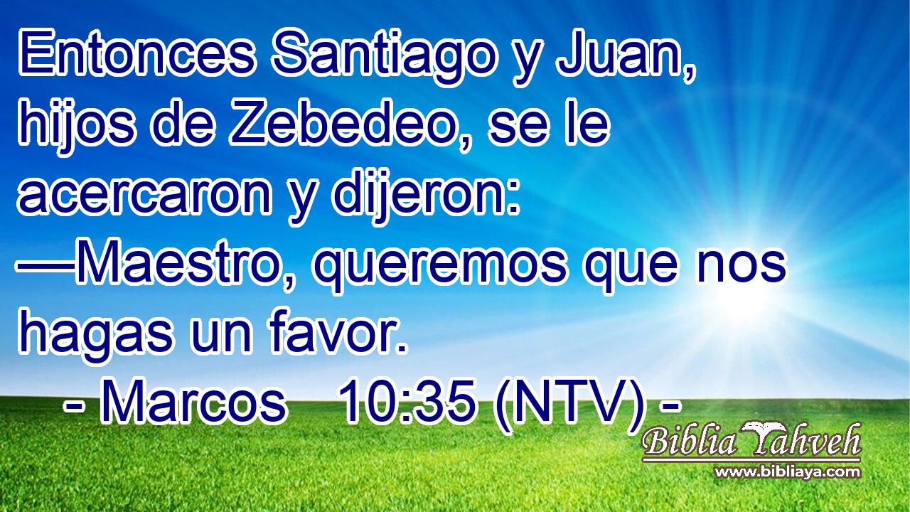 Entonces Santiago y Juan, hijos de Zebedeo, se le acercaron y dijeron: —Maestro, queremos que nos hagas un favor.