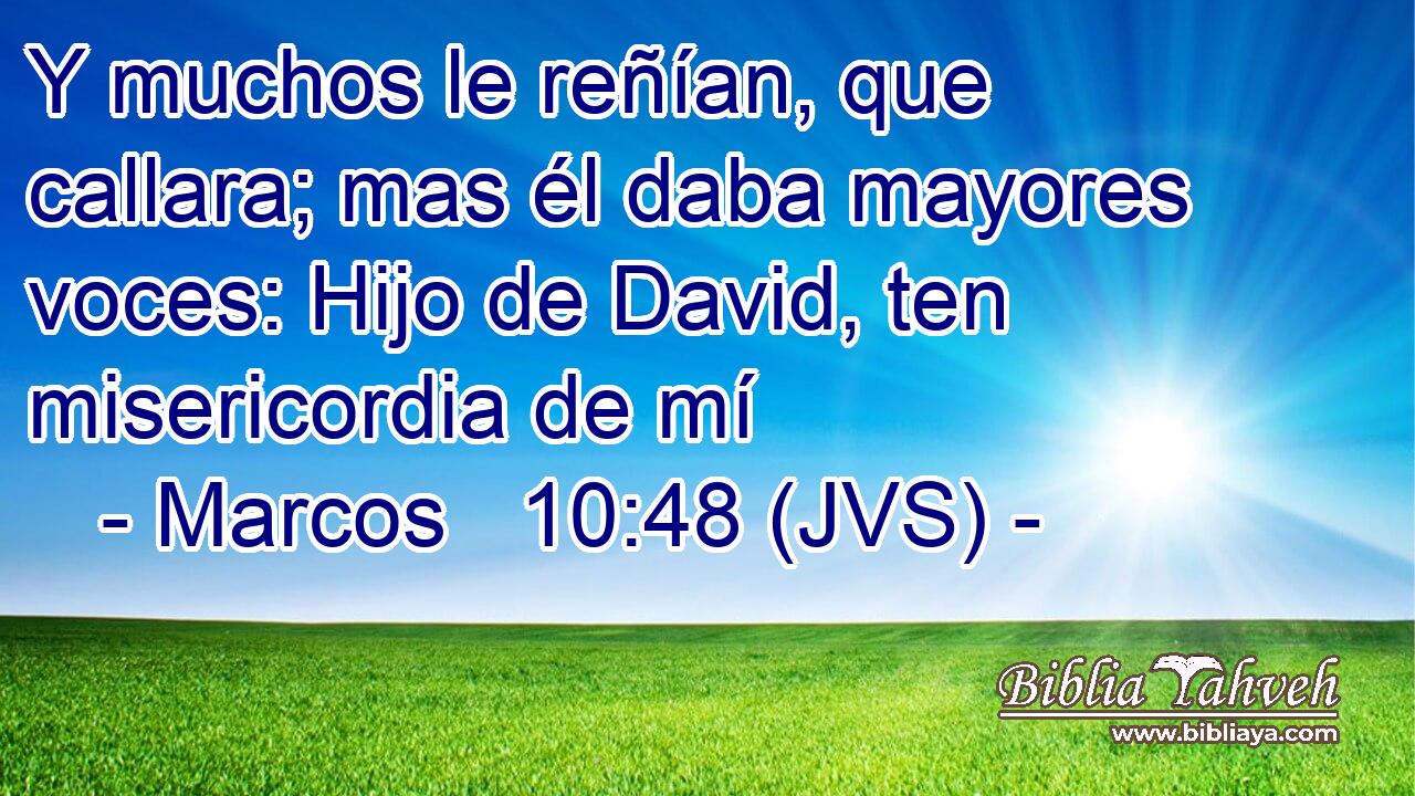 Y muchos le reñían, que callara; mas él daba mayores voces: Hijo de David, ten misericordia de mí