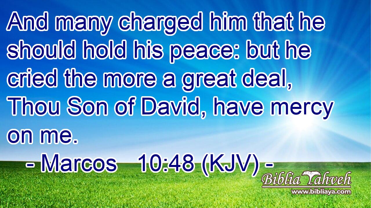 And many charged him that he should hold his peace: but he cried the more a great deal, Thou Son of David, have mercy on me.