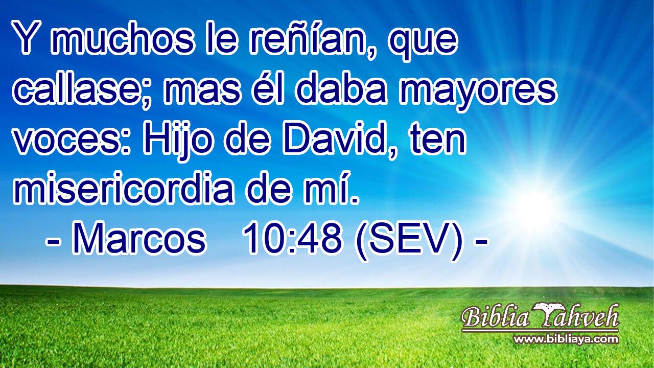 Y muchos le reñían, que callase; mas él daba mayores voces: Hijo de David, ten misericordia de mí.