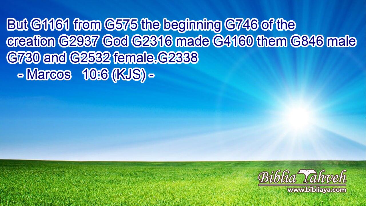 But G1161 from G575 the beginning G746 of the creation G2937 God G2316 made G4160 them G846 male G730 and G2532 female.G2338