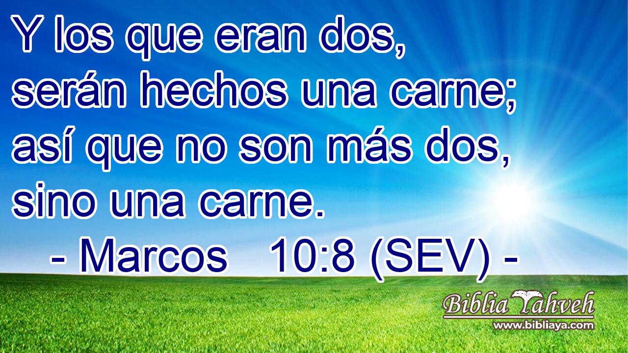 Y los que eran dos, serán hechos una carne; así que no son más dos, sino una carne.