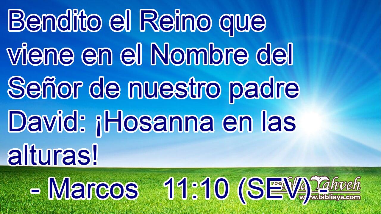 Bendito el Reino que viene en el Nombre del Señor de nuestro padre David: ¡Hosanna en las alturas!