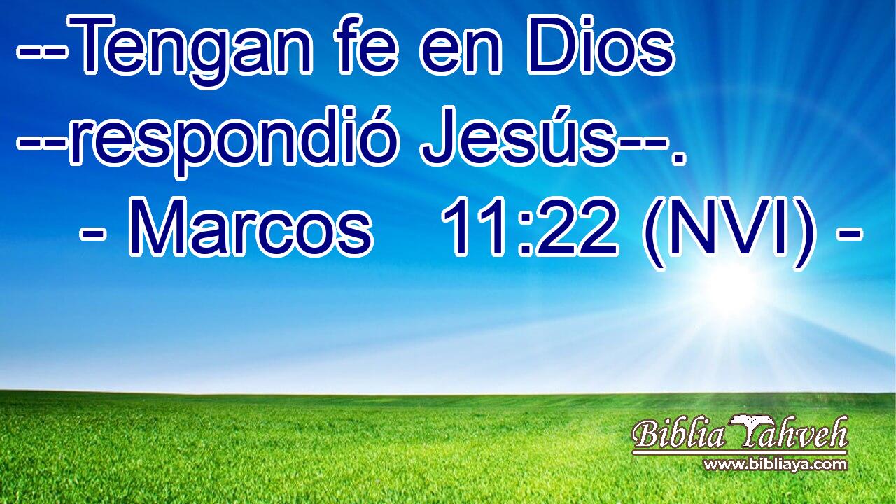  --Tengan fe en Dios --respondió Jesús--. 