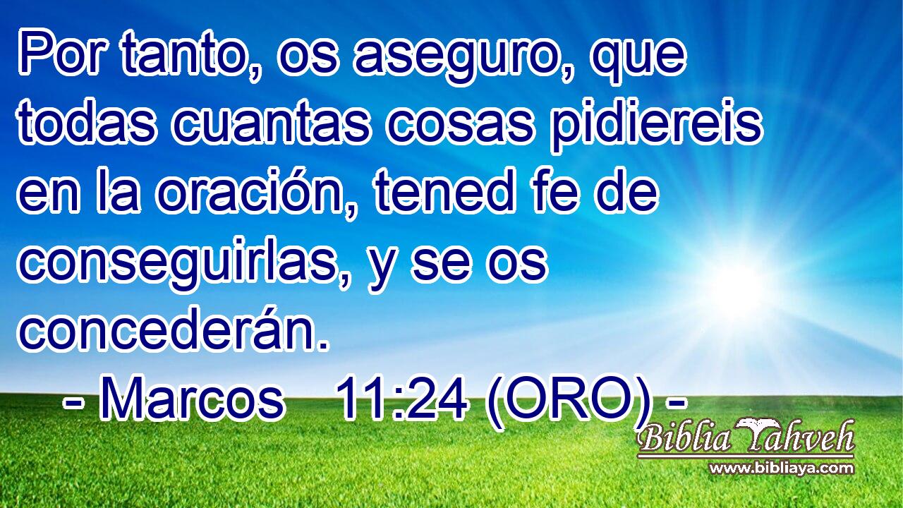  Por tanto, os aseguro, que todas cuantas cosas pidiereis en la oración, tened fe de conseguirlas, y se os concederán. 