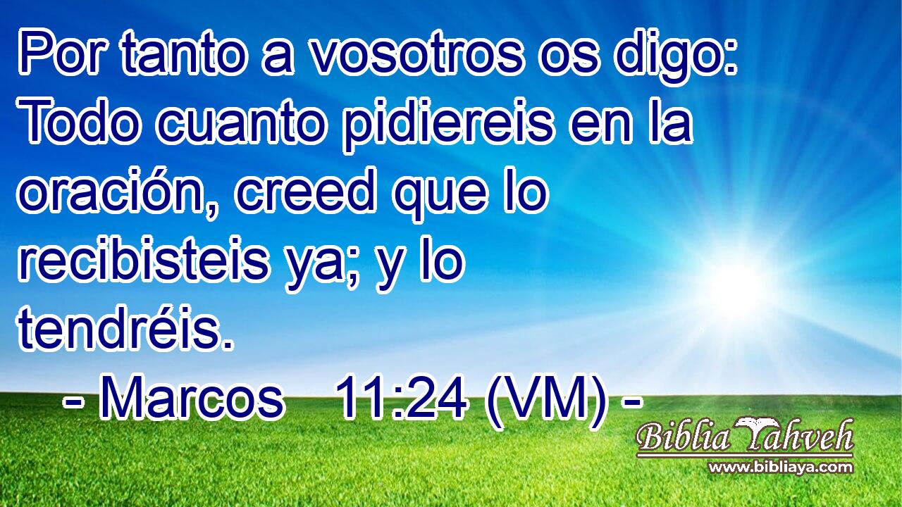  Por tanto a vosotros os digo: Todo cuanto pidiereis en la oración, creed que lo recibisteis ya; y lo tendréis. 