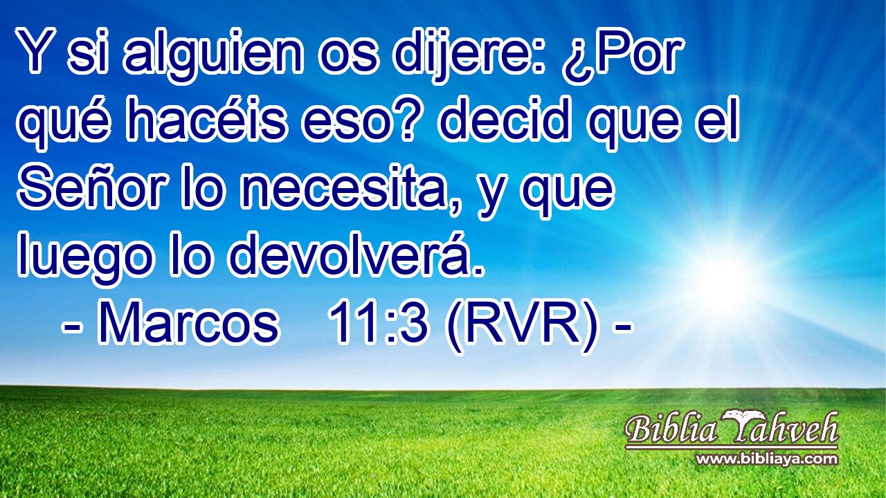Y si alguien os dijere: ¿Por qué hacéis eso? decid que el Señor lo necesita, y que luego lo devolverá.