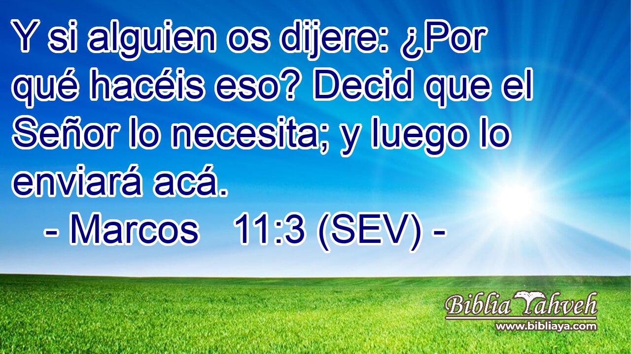 Y si alguien os dijere: ¿Por qué hacéis eso? Decid que el Señor lo necesita; y luego lo enviará acá.