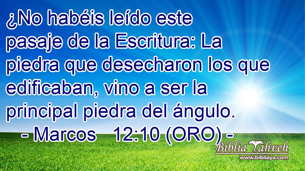  ¿No habéis leído este pasaje de la Escritura: La piedra que desecharon los que edificaban, vino a ser la principal piedra del ángulo. 