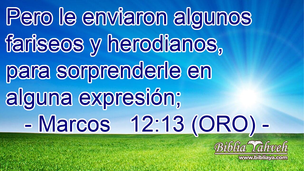  Pero le enviaron algunos fariseos y herodianos, para sorprenderle en alguna expresión; 