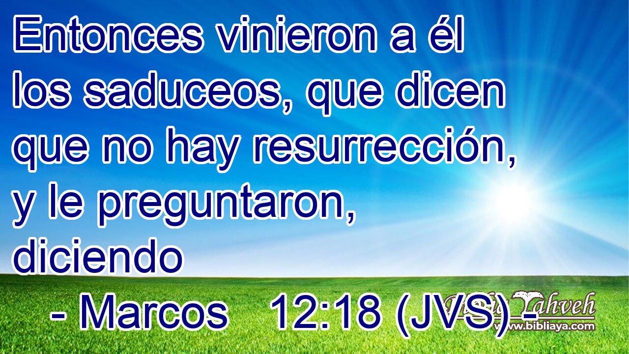 Entonces vinieron a él los saduceos, que dicen que no hay resurrección, y le preguntaron, diciendo