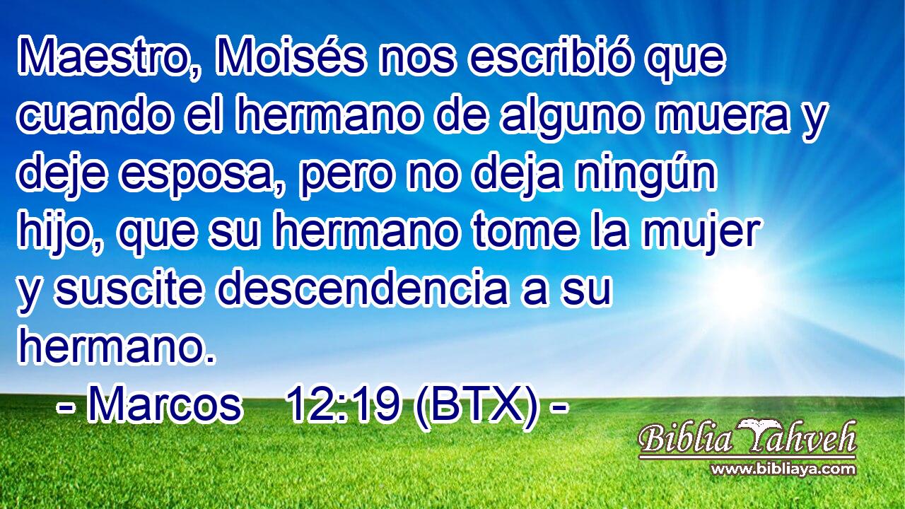 Maestro, Moisés nos escribió que cuando el hermano de alguno muera y deje esposa, pero no deja ningún hijo, que su hermano tome la mujer y suscite descendencia a su hermano.