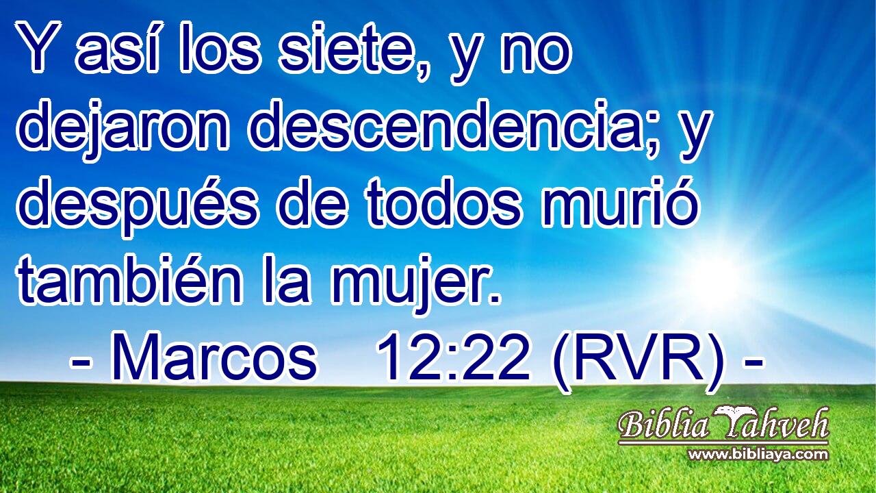 Y así los siete, y no dejaron descendencia; y después de todos murió también la mujer.