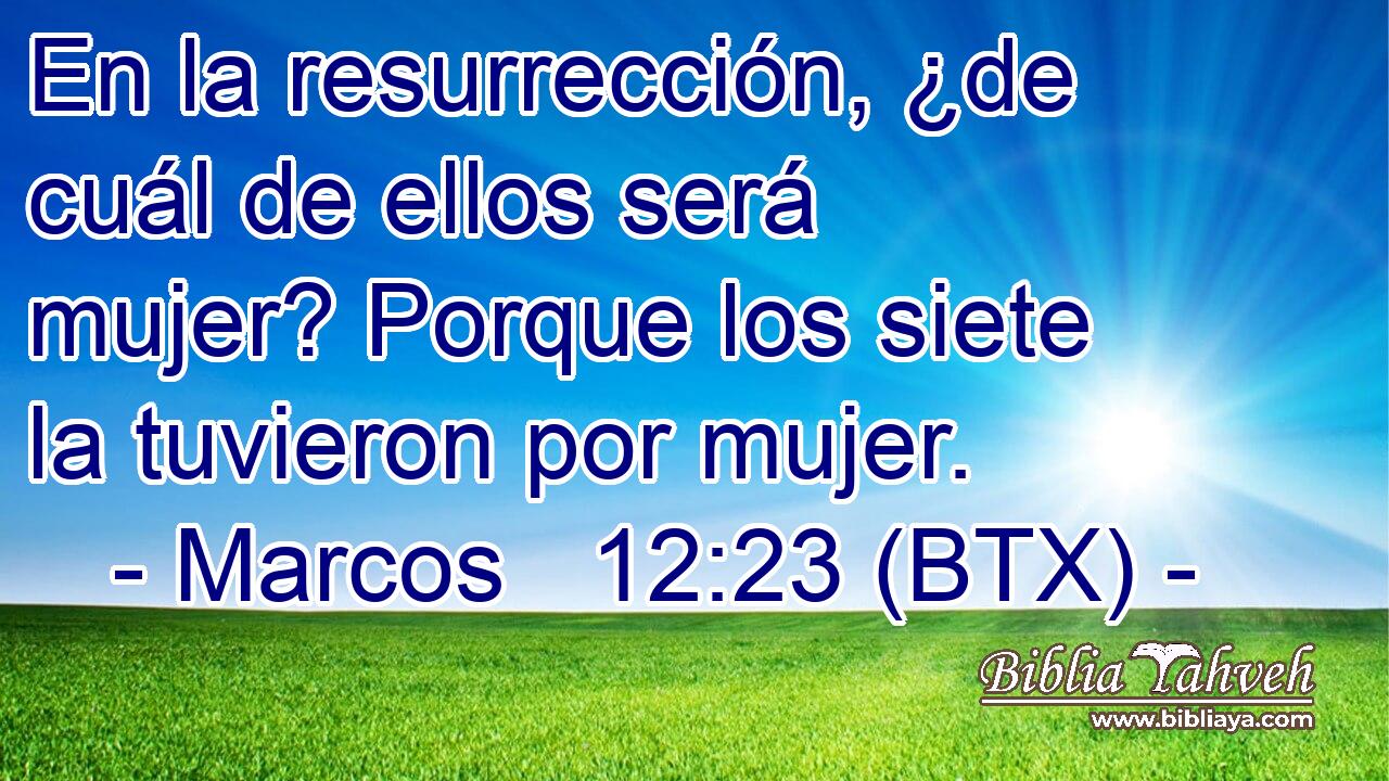 En la resurrección, ¿de cuál de ellos será mujer? Porque los siete la tuvieron por mujer.