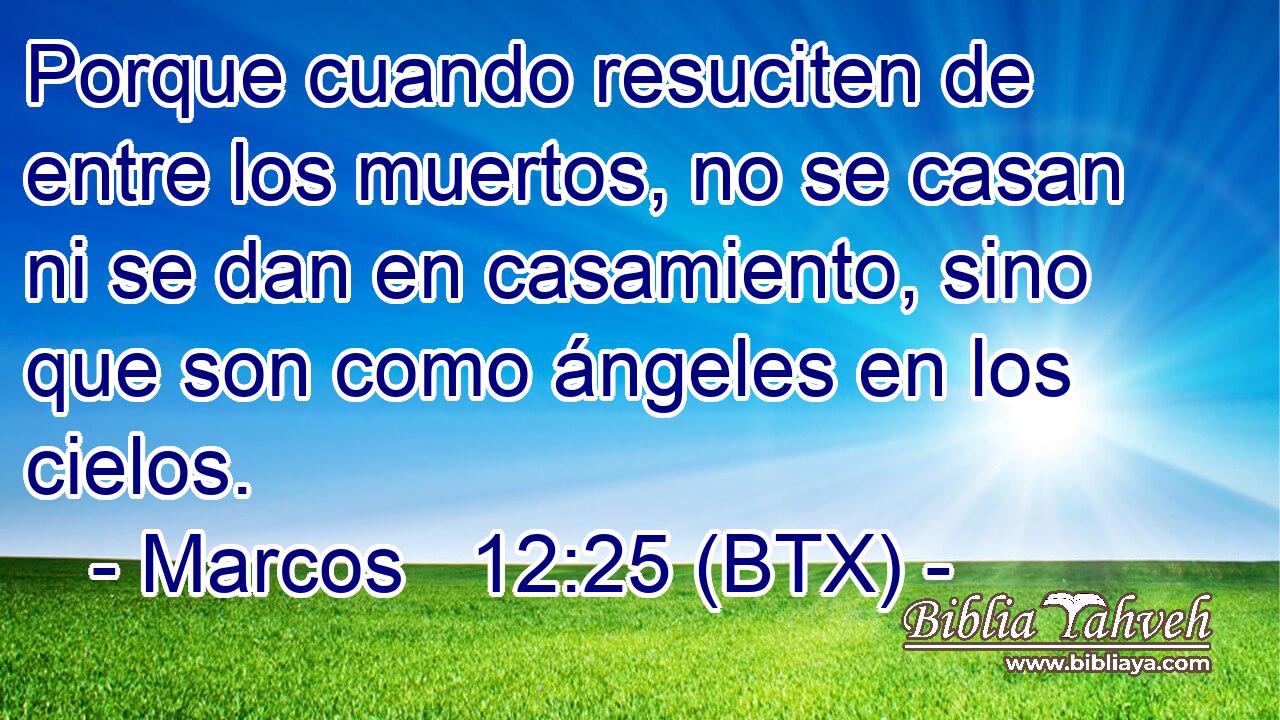 Porque cuando resuciten de entre los muertos, no se casan ni se dan en casamiento, sino que son como ángeles en los cielos.