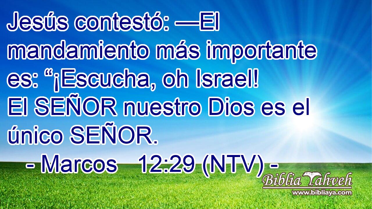 Jesús contestó: —El mandamiento más importante es: “¡Escucha, oh Israel! El SEÑOR nuestro Dios es el único SEÑOR.