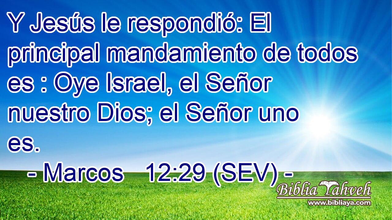 Y Jesús le respondió: El principal mandamiento de todos es : Oye Israel, el Señor nuestro Dios; el Señor uno es.