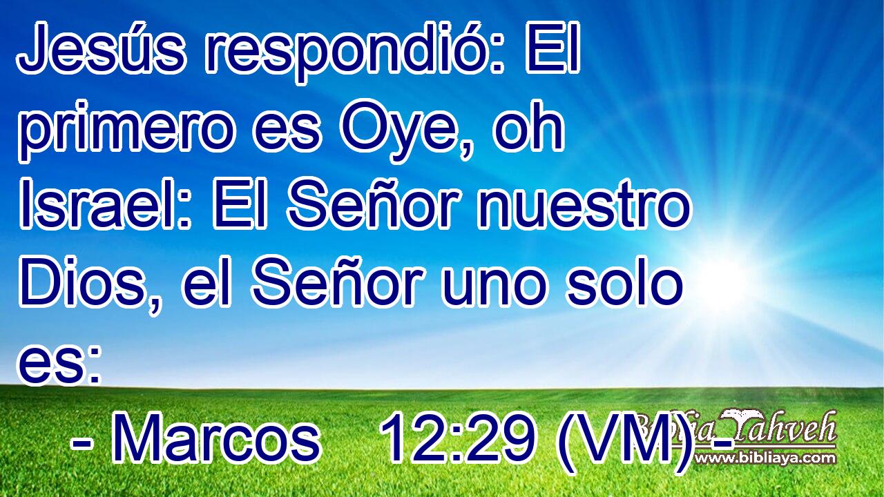  Jesús respondió: El primero es Oye, oh Israel: El Señor nuestro Dios, el Señor uno solo es: 