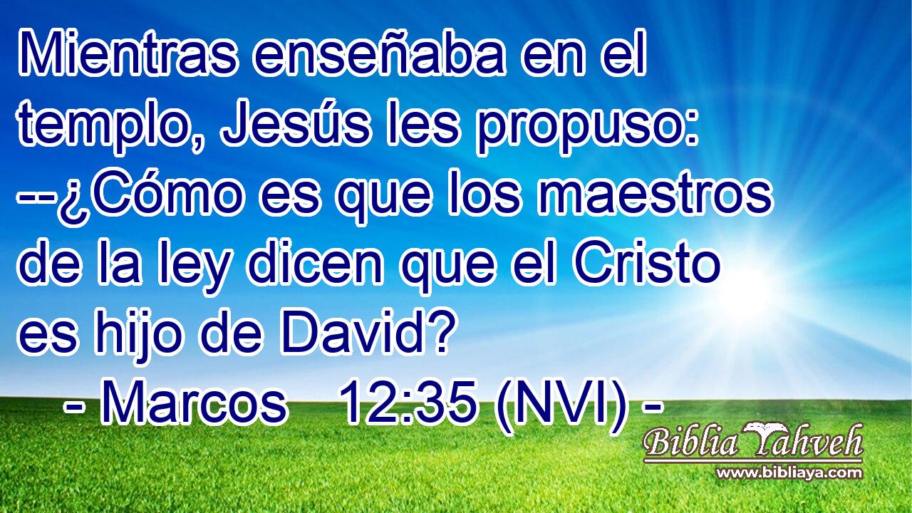  Mientras enseñaba en el templo, Jesús les propuso: --¿Cómo es que los maestros de la ley dicen que el Cristo es hijo de David? 