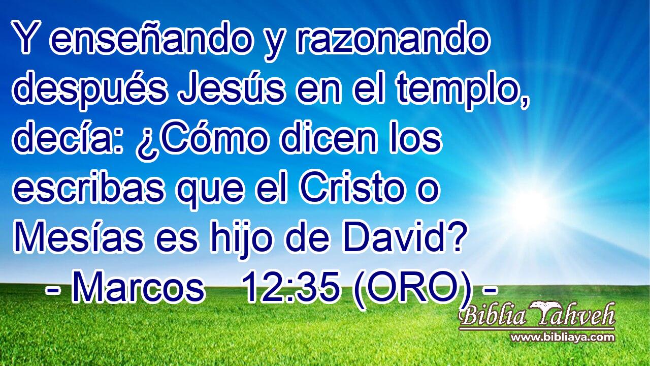  Y enseñando y razonando después Jesús en el templo, decía: ¿Cómo dicen los escribas que el Cristo o Mesías es hijo de David? 