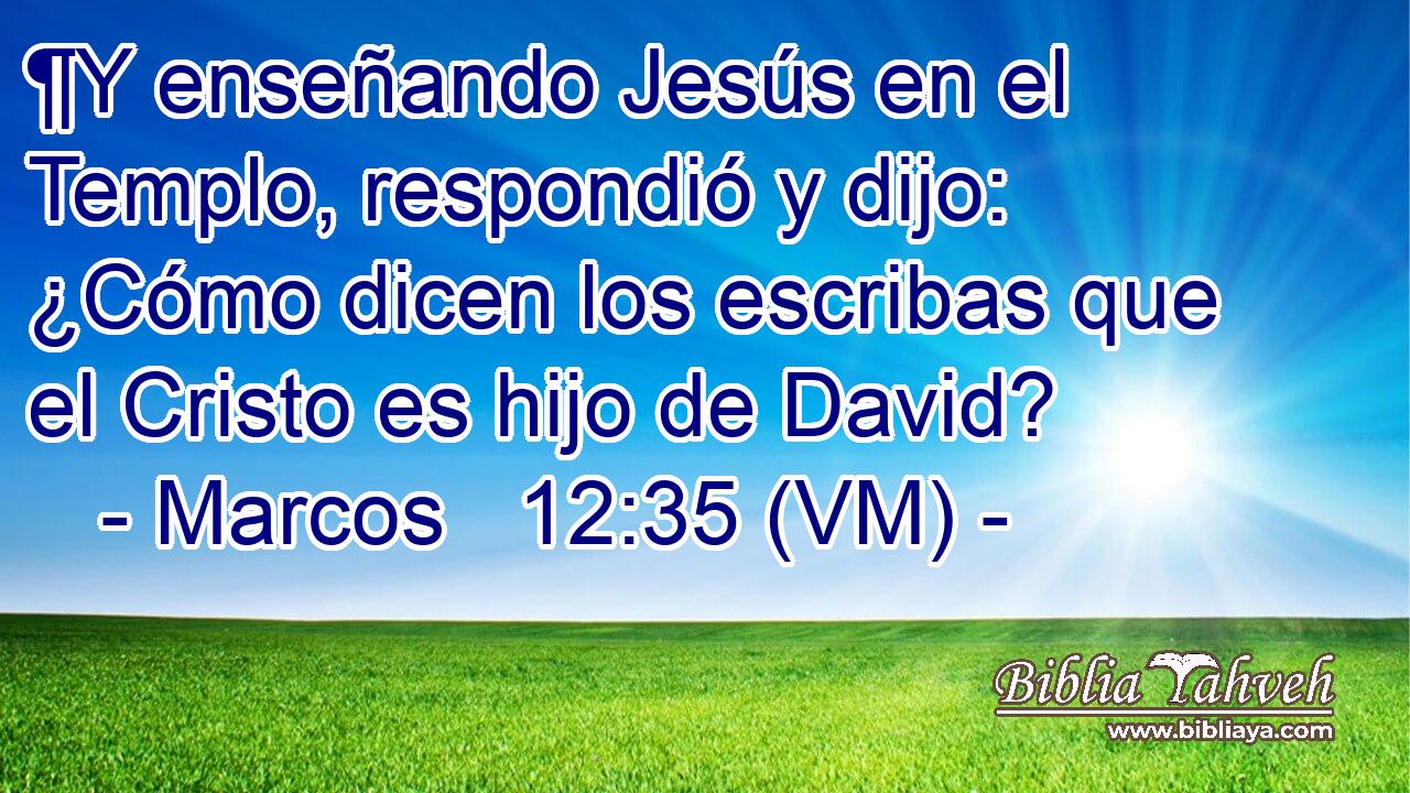  ¶Y enseñando Jesús en el Templo, respondió y dijo: ¿Cómo dicen los escribas que el Cristo es hijo de David? 