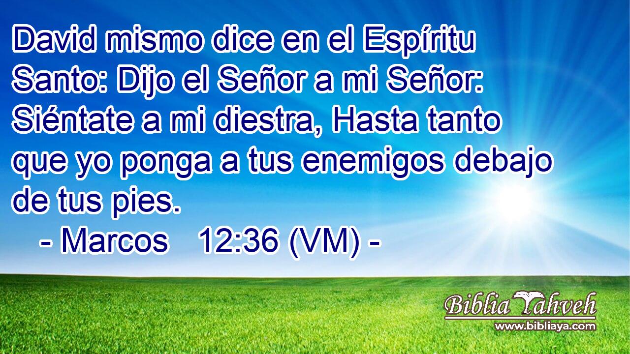  David mismo dice en el Espíritu Santo: Dijo el Señor a mi Señor: Siéntate a mi diestra, Hasta tanto que yo ponga a tus enemigos debajo de tus pies. 