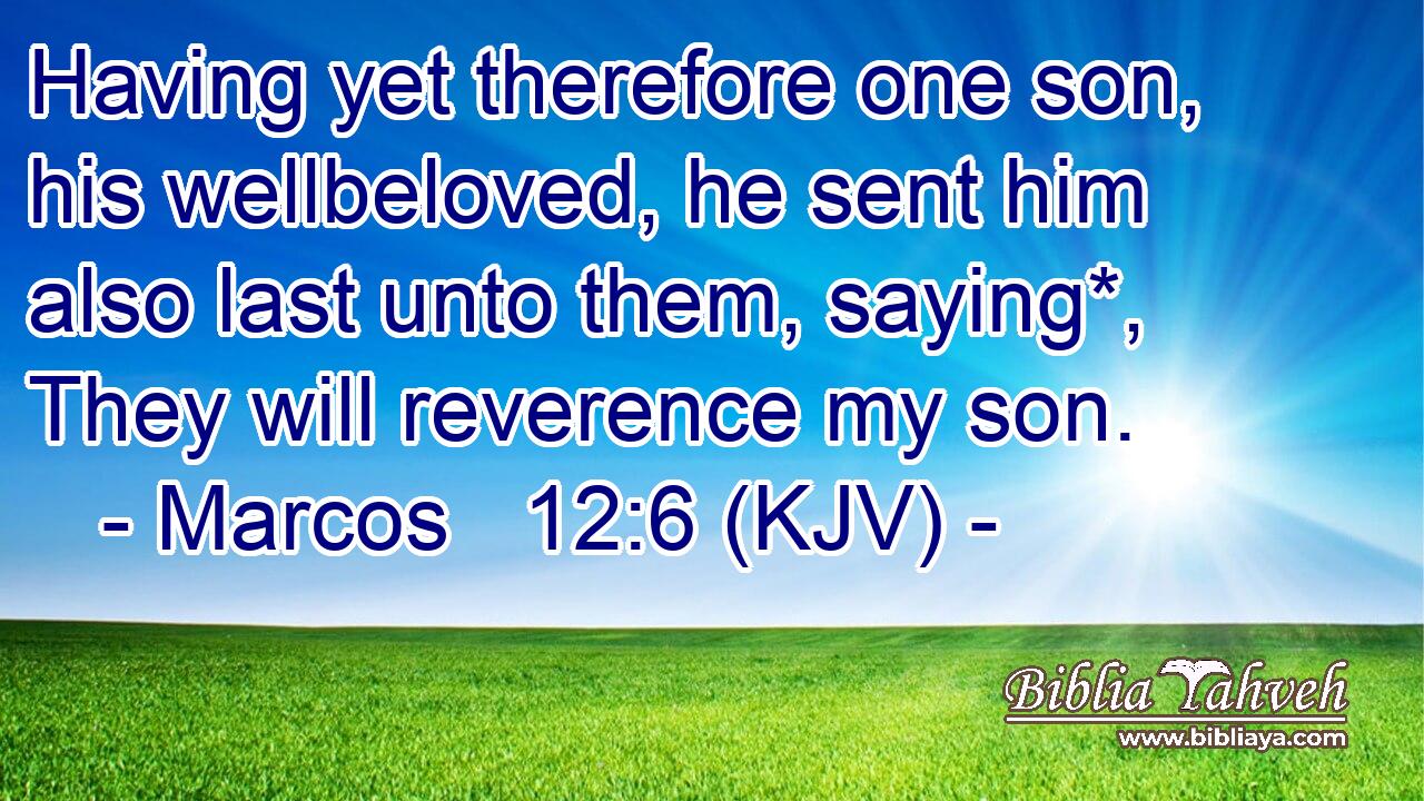 Having yet therefore one son, his wellbeloved, he sent him also last unto them, saying*, They will reverence my son.