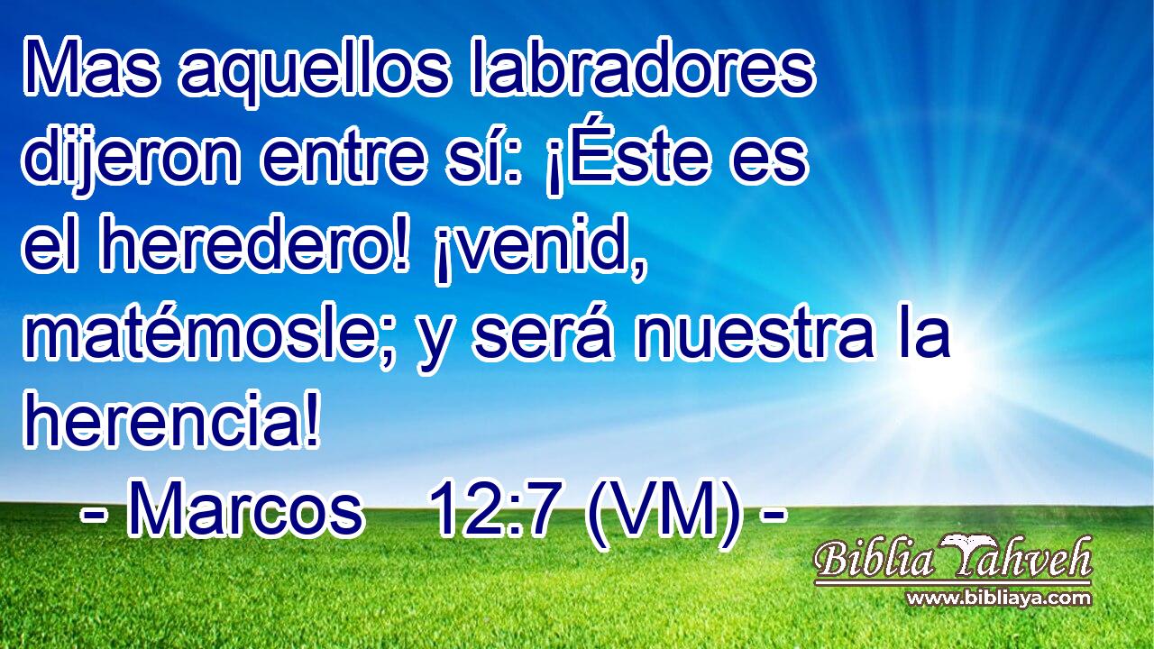  Mas aquellos labradores dijeron entre sí: ¡Éste es el heredero! ¡venid, matémosle; y será nuestra la herencia! 
