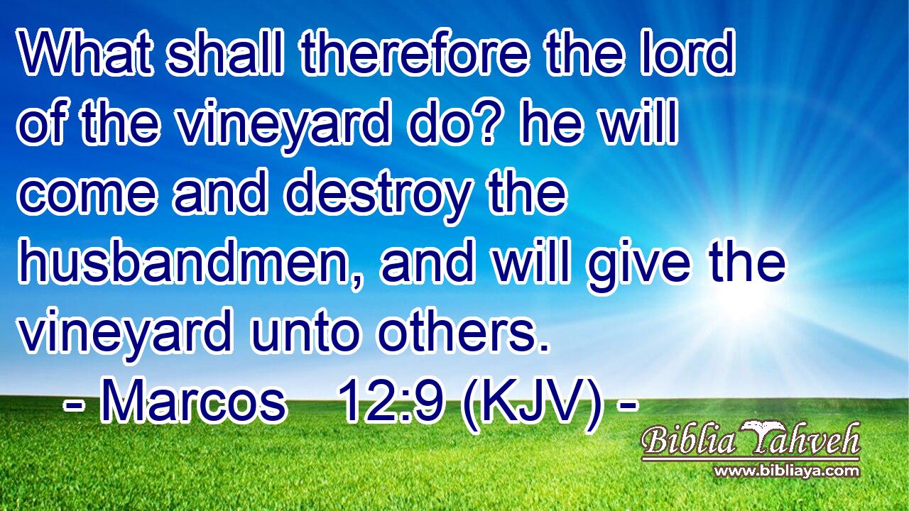 What shall therefore the lord of the vineyard do? he will come and destroy the husbandmen, and will give the vineyard unto others.