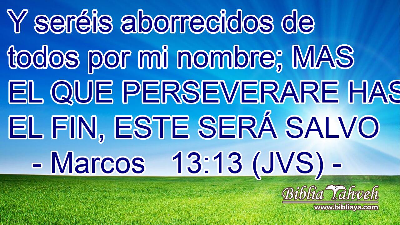Y seréis aborrecidos de todos por mi nombre; MAS EL QUE PERSEVERARE HASTA EL FIN, ESTE SERÁ SALVO