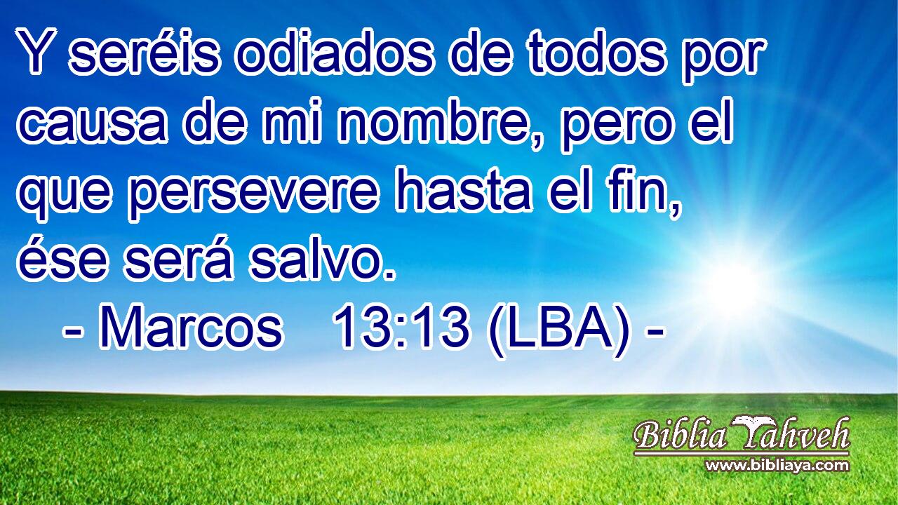 Y seréis odiados de todos por causa de mi nombre, pero el que persevere hasta el fin, ése será salvo.