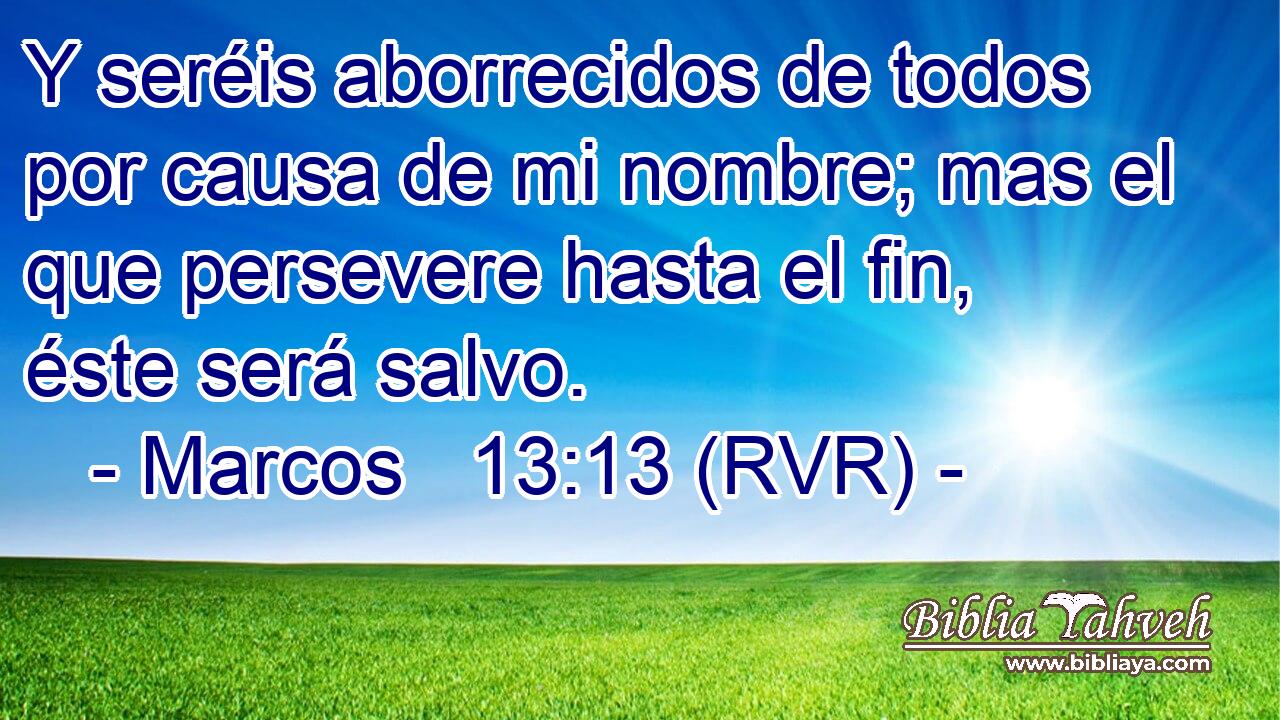 Y seréis aborrecidos de todos por causa de mi nombre; mas el que persevere hasta el fin, éste será salvo.