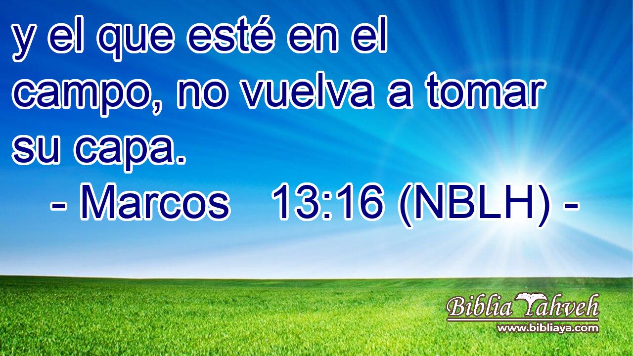  y el que esté en el campo, no vuelva a tomar su capa. 