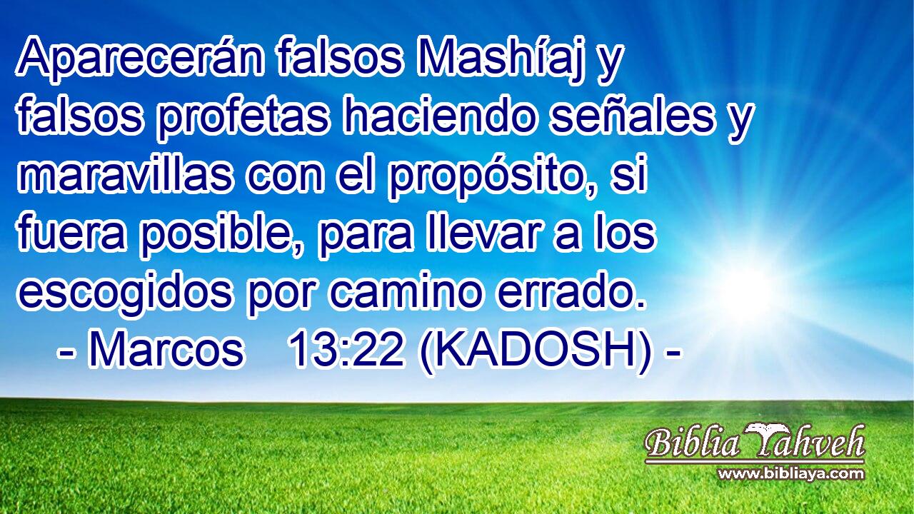  Aparecerán falsos Mashíaj y falsos profetas haciendo señales y maravillas con el propósito, si fuera posible, para llevar a los escogidos por camino errado. 