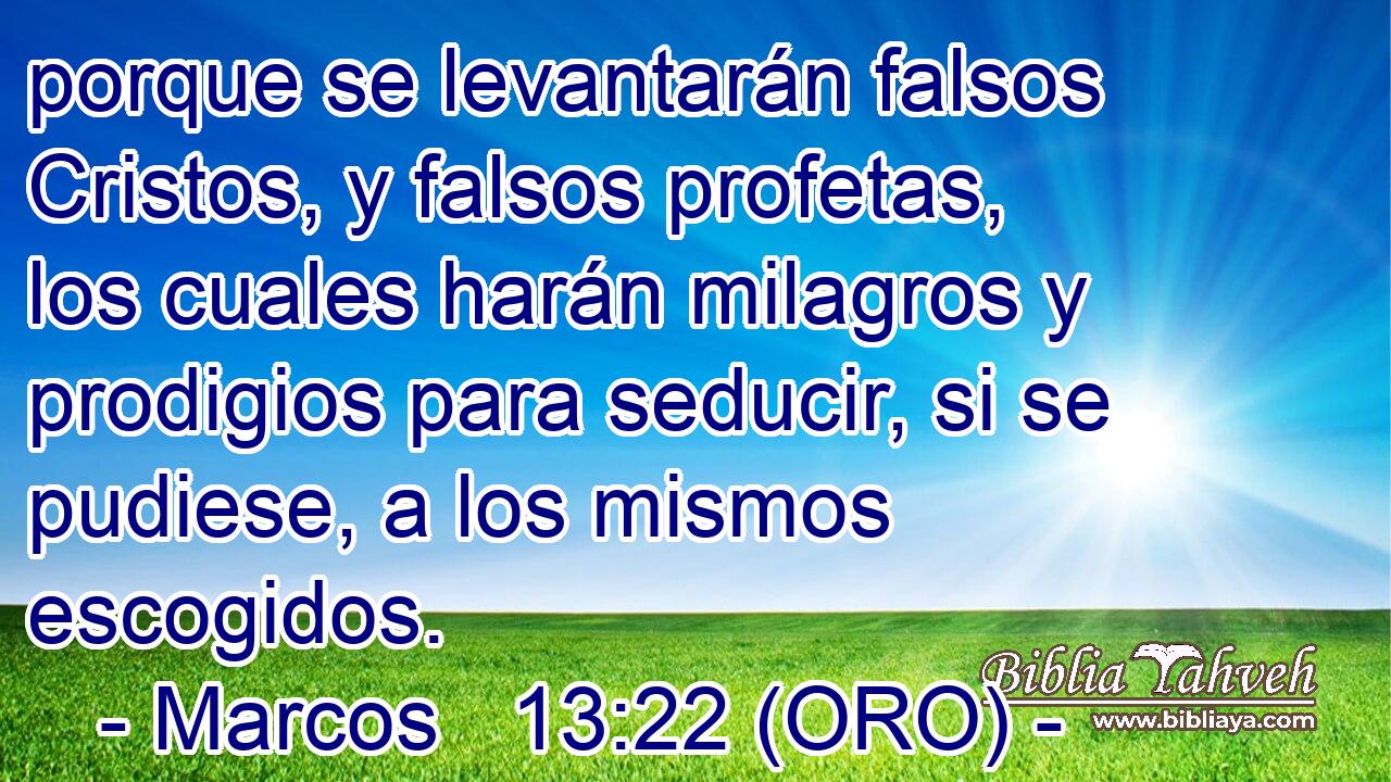  porque se levantarán falsos Cristos, y falsos profetas, los cuales harán milagros y prodigios para seducir, si se pudiese, a los mismos escogidos. 