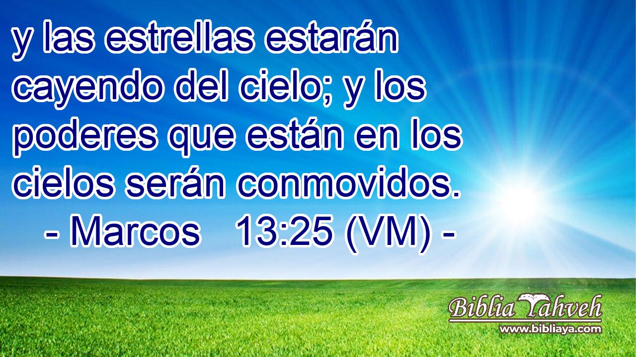  y las estrellas estarán cayendo del cielo; y los poderes que están en los cielos serán conmovidos. 