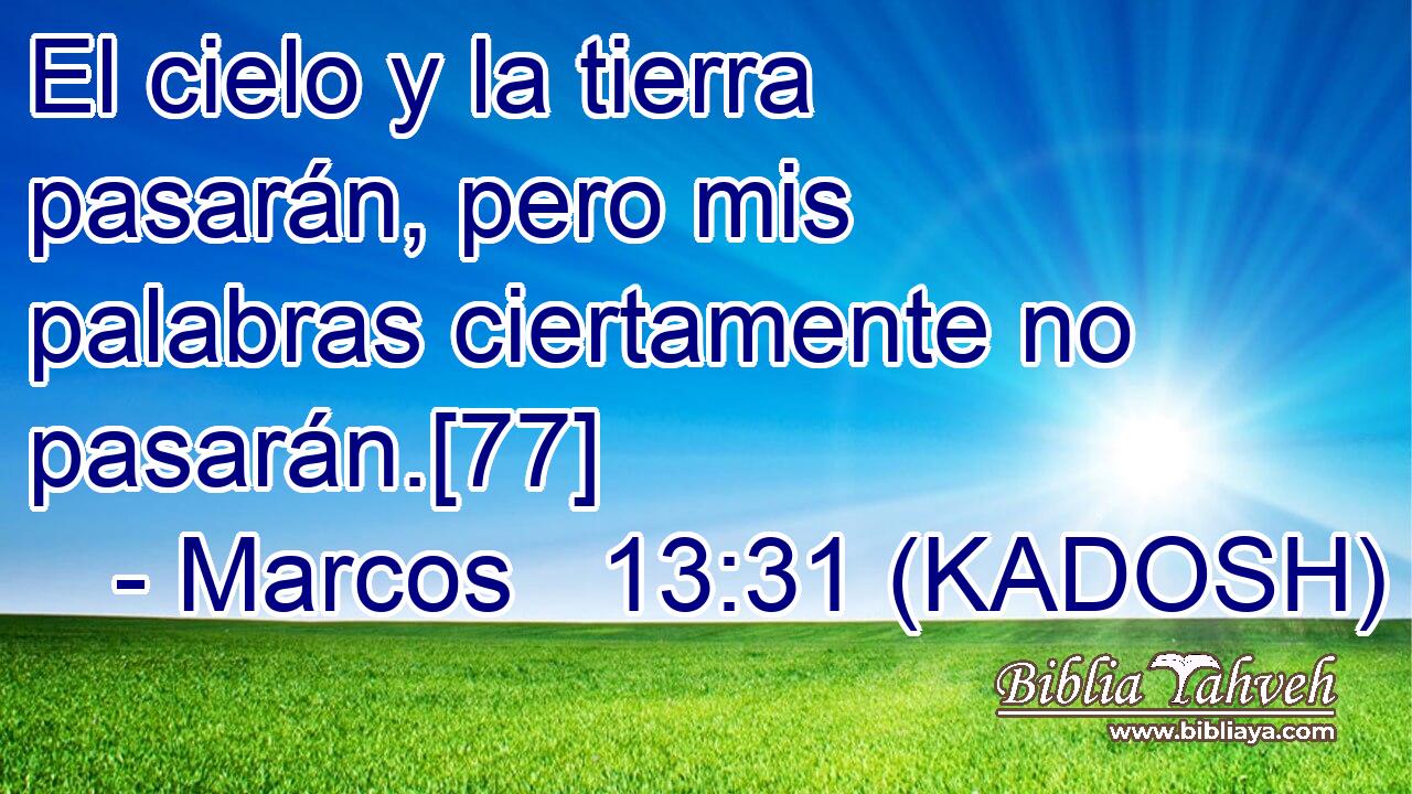  El cielo y la tierra pasarán, pero mis palabras ciertamente no pasarán.[77] 