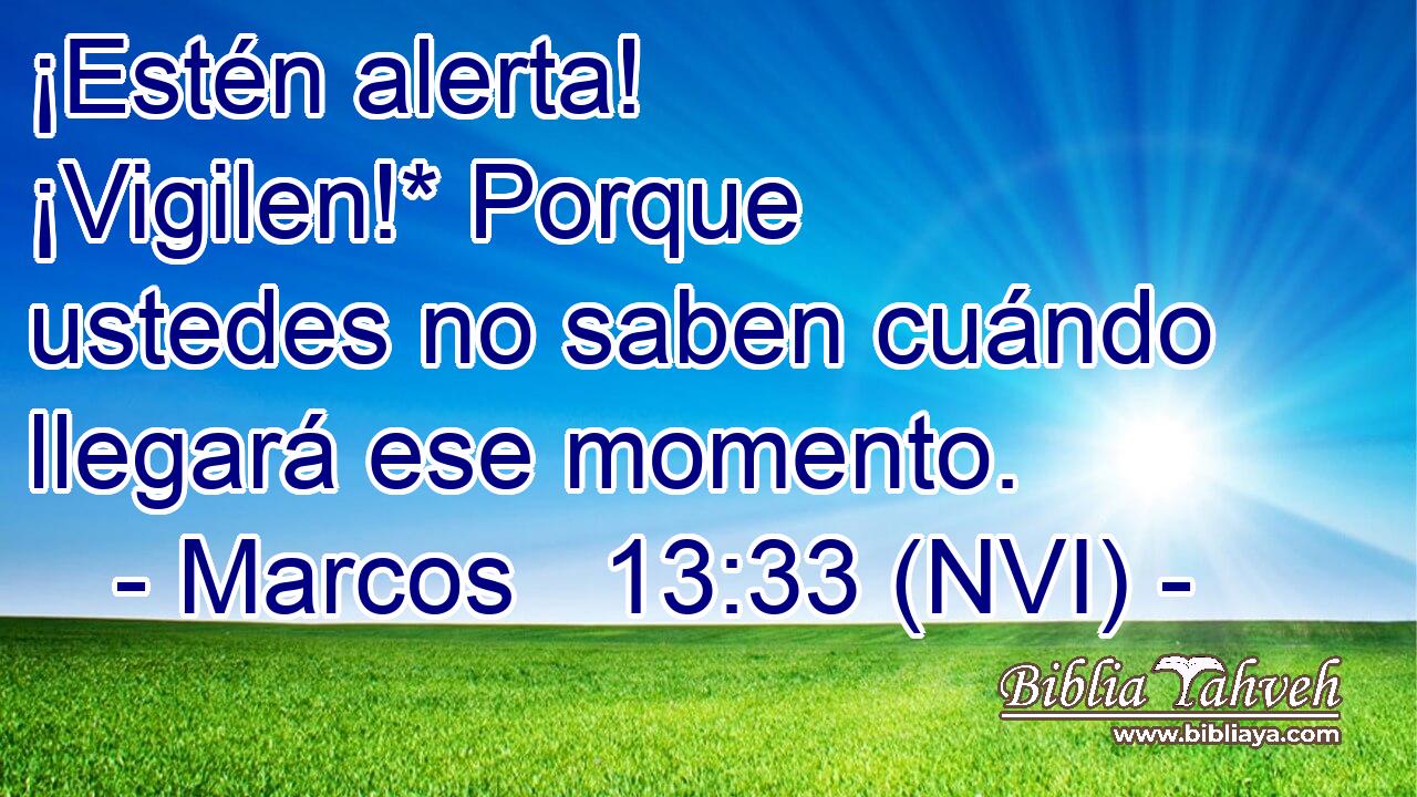  ¡Estén alerta! ¡Vigilen!* Porque ustedes no saben cuándo llegará ese momento. 