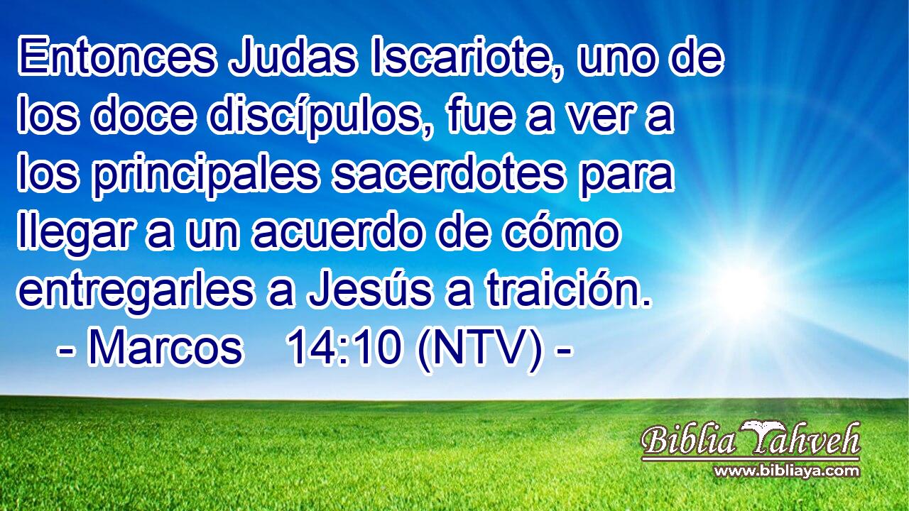 Entonces Judas Iscariote, uno de los doce discípulos, fue a ver a los principales sacerdotes para llegar a un acuerdo de cómo entregarles a Jesús a traición.