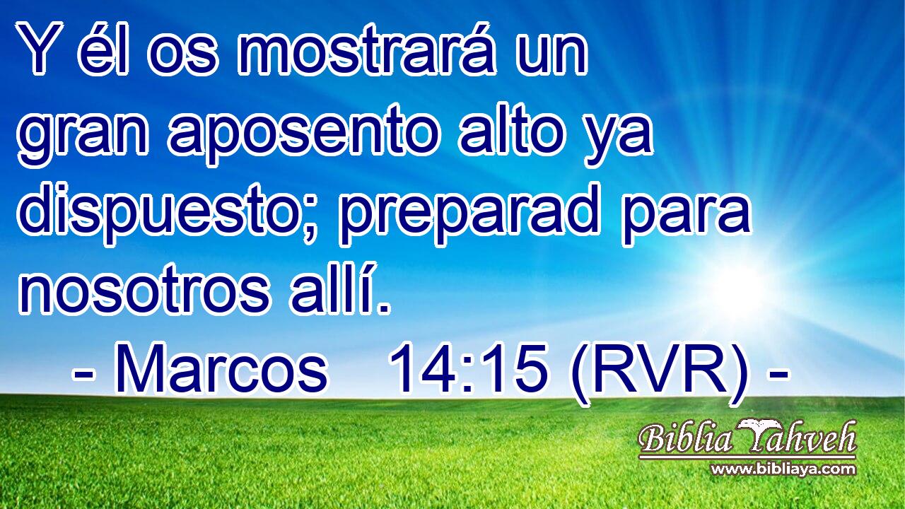 Y él os mostrará un gran aposento alto ya dispuesto; preparad para nosotros allí.