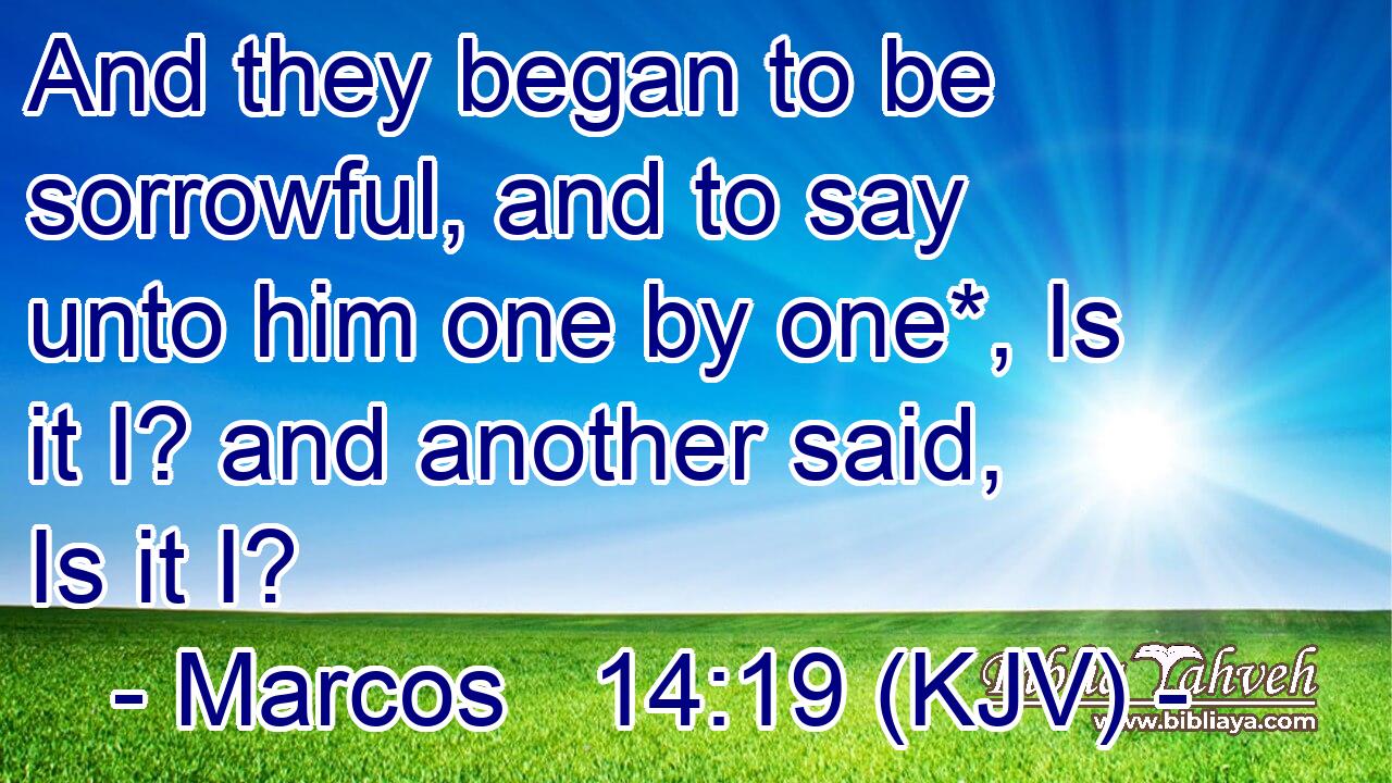 And they began to be sorrowful, and to say unto him one by one*, Is it I? and another said, Is it I?