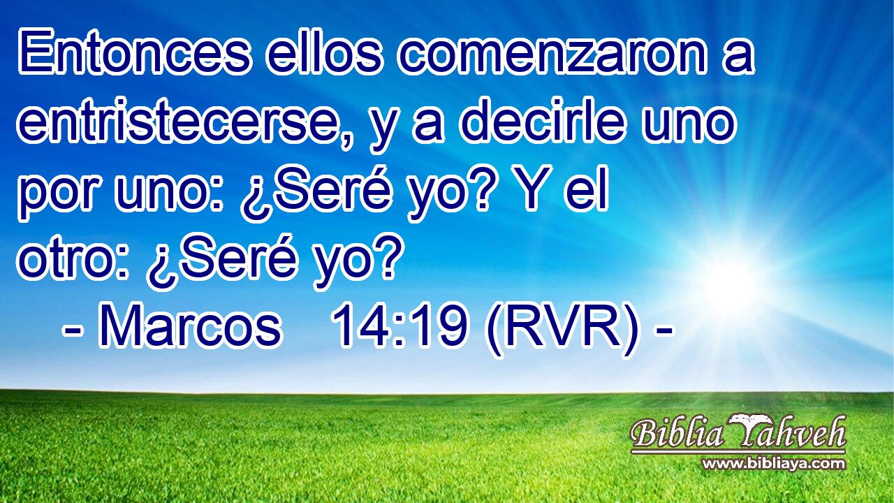 Entonces ellos comenzaron a entristecerse, y a decirle uno por uno: ¿Seré yo? Y el otro: ¿Seré yo?